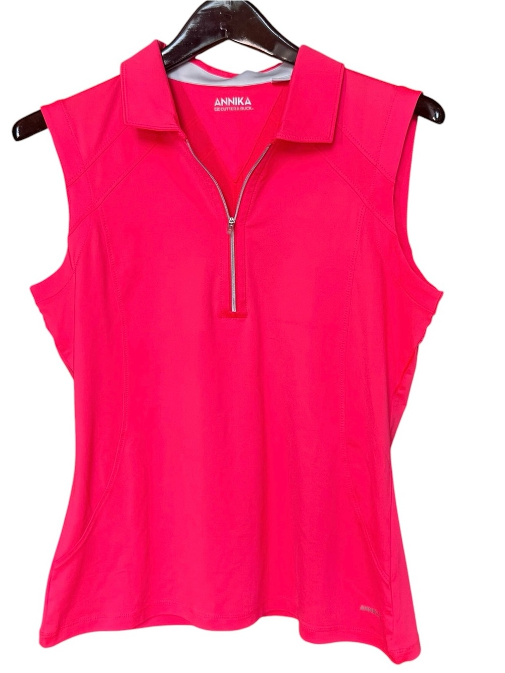 Annika Cutter & Buck Women Pink Sleeveless Polo Shirt Size Medium Golf Tennis